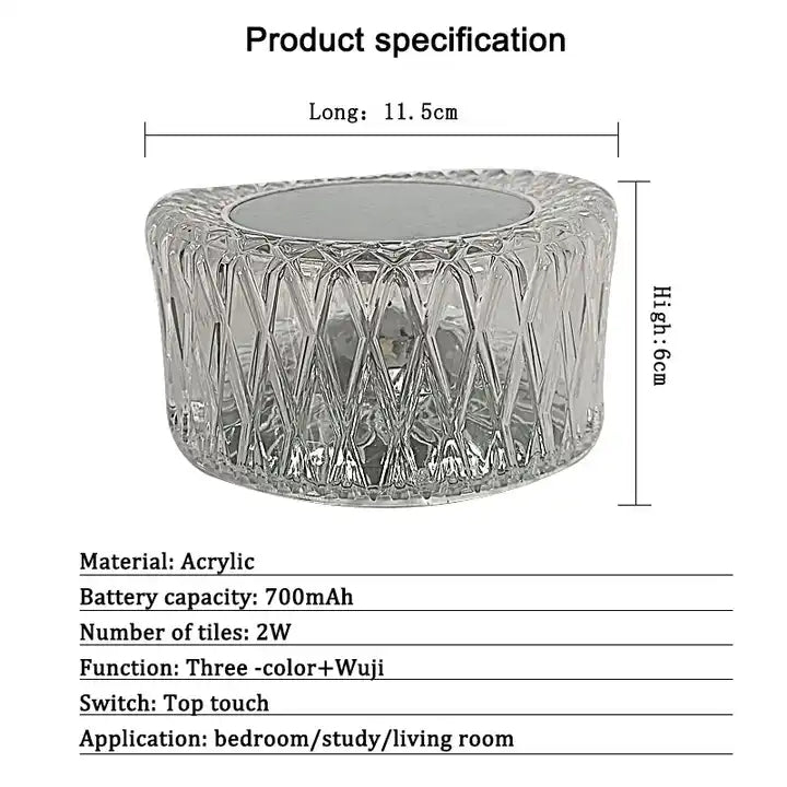 Modern Cordless Waterproof Desk Lamps For Bedroom Rechargeable Led Crystal Table Lamp Luxury
