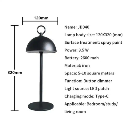 Nordic Modern Luxury Portable Bedside Battery Wireless Restaurant Rechargeable Cordless Led Table Lamp