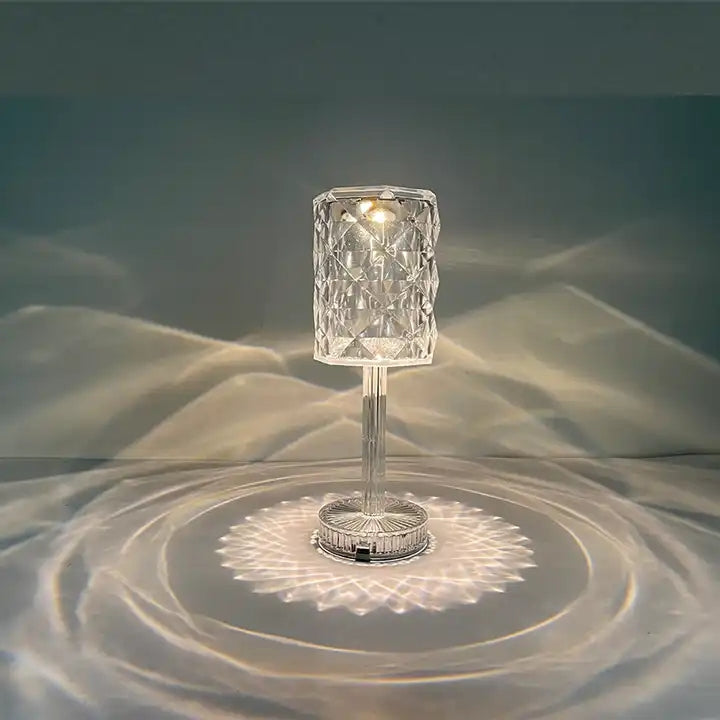 Modern Luxury Hotel Cordless Desk Portable Metal Beside Fashion Led Crystal Table Lamp Rose Light Home Decor