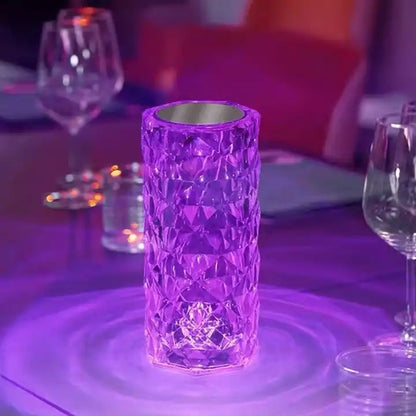 Touch Cordless Crystal 16 Colors Rechargeable rose diamond led acrylic table lamp