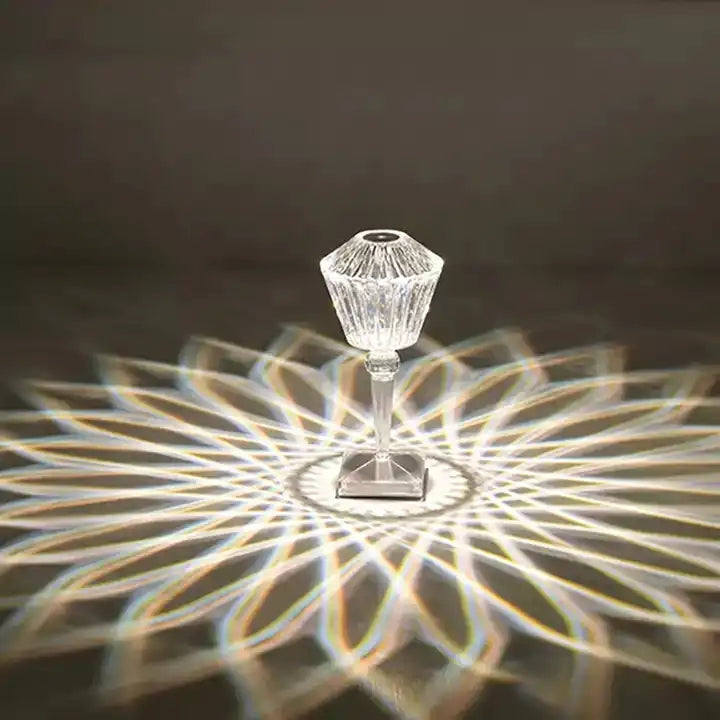 Cordless Crystal Table Lamp Modern Living Room Sofas Bedroom Touch Reading Lamps with USB Charging