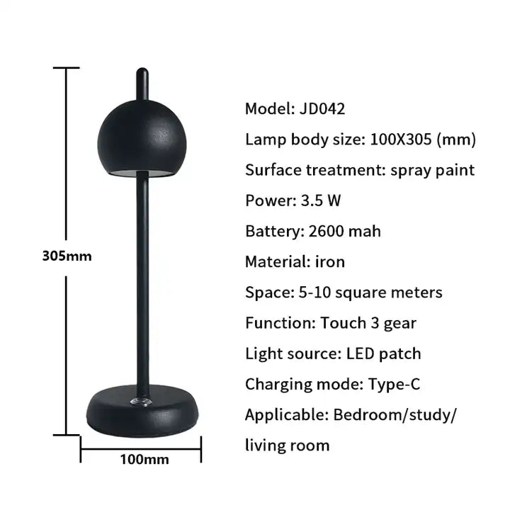 Modern Nordic Luxury Portable Bedside Battery Wireless Restaurant Cordless Rechargeable Led Table Lamp