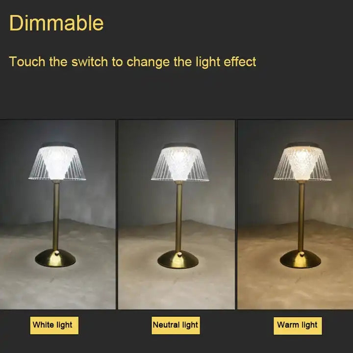 Modern Retro Metal Base Cordless Touch Dimming Usb Rechargeable Night Light Led Table Lamp For Ktv Bar Restaurant