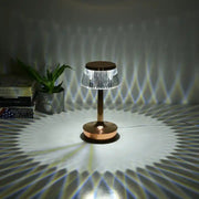 Modern Luxury Crystal Aurora Clear Dining Lamps Cordless Restaurant Table Lamp With Rechargeable Battery Operated