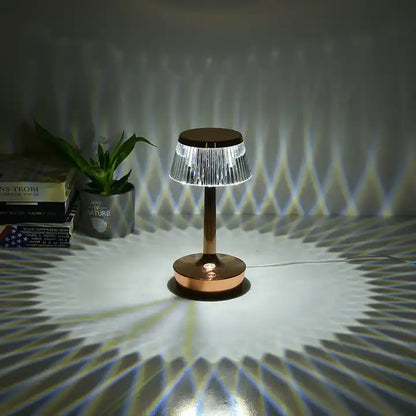 Modern Luxury Crystal Aurora Clear Dining Lamps Cordless Restaurant Table Lamp With Rechargeable Battery Operated