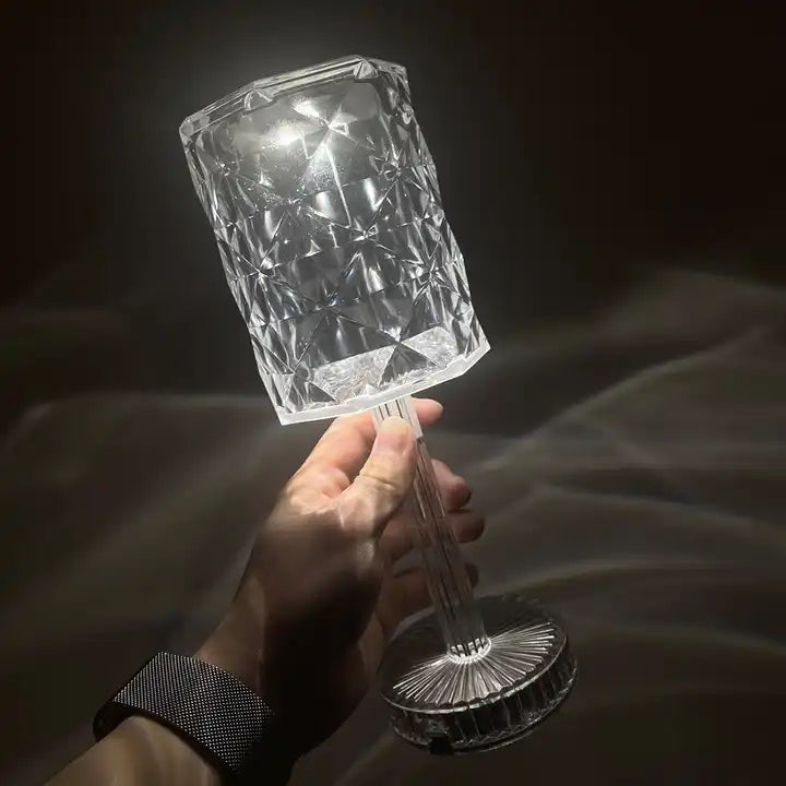 Modern Luxury Hotel Cordless Desk Portable Metal Beside Fashion Led Crystal Table Lamp Rose Light Home Decor