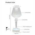 Modern Crystal Table Lamp Three-level Touch Dimming Bedside Lamp USB Rechargeable Decoration Lamp