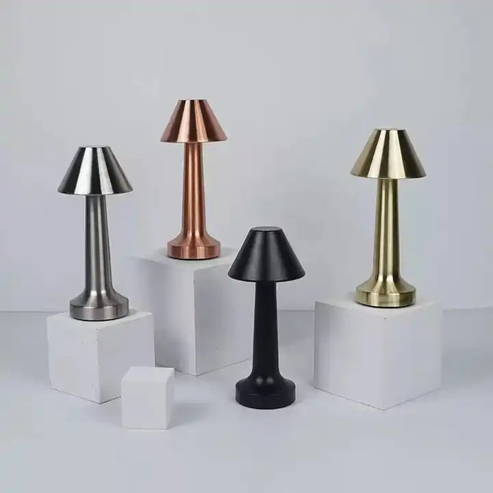 Modern gold desk lamp decorative bedside metal mushroom led wireless rechargeable dimmable hotel table lights for restaurant