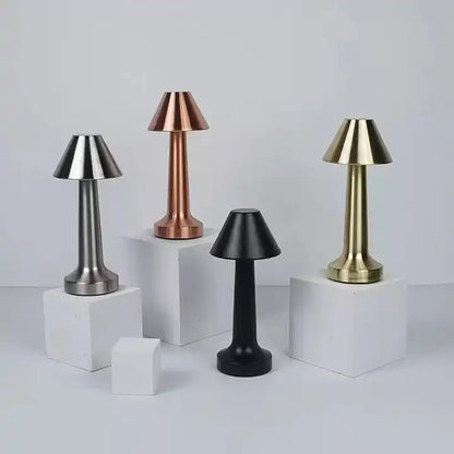 Modern gold desk lamp decorative bedside metal mushroom led wireless rechargeable dimmable hotel table lights for restaurant