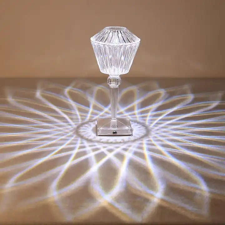Cordless Crystal Table Lamp Modern Living Room Sofas Bedroom Touch Reading Lamps with USB Charging
