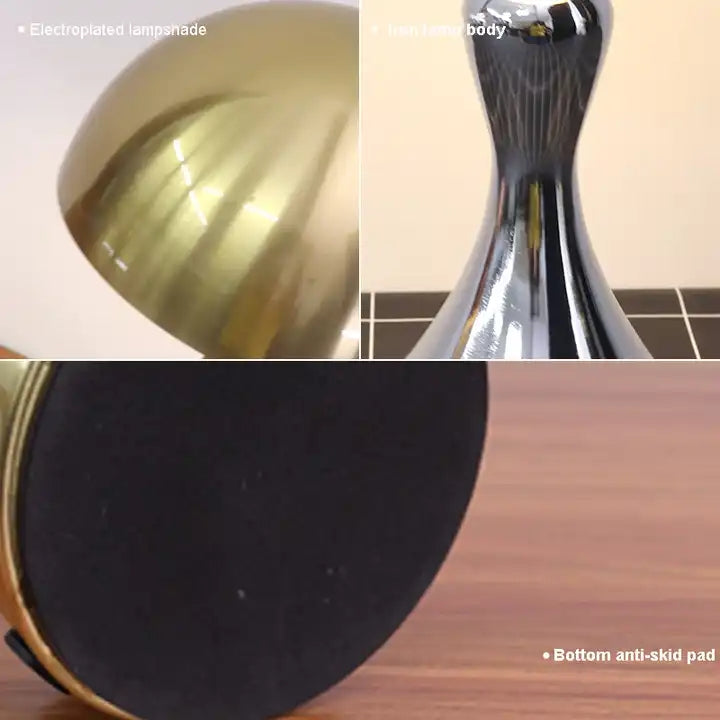 Nordic luxury hotel restaurant decorative modern cordless led rechargeable metal mushroom table lamp