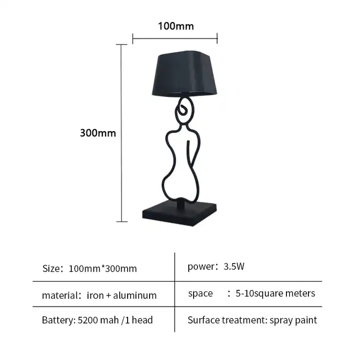 Modern Luxury Bedside Luxury Metal Wireless Portable Small Cordless Rechargeable Hotel Fashion Led Tbale Lamp
