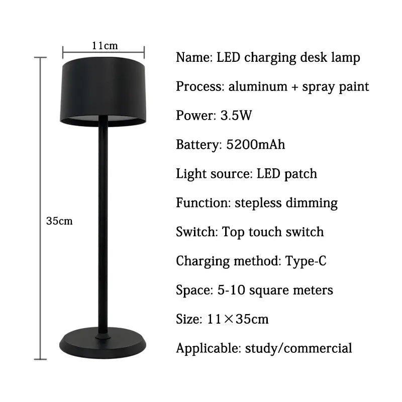 Custom Nordic Modern Table Lamps Home Hotel Restaurant Decoration Rechargeable Touch Sensor Led Table Lamp