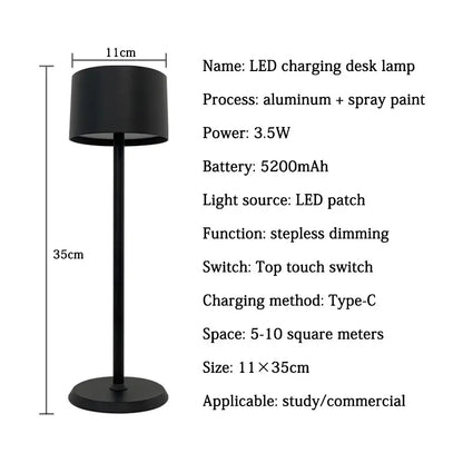 Custom Nordic Modern Table Lamps Home Hotel Restaurant Decoration Rechargeable Touch Sensor Led Table Lamp