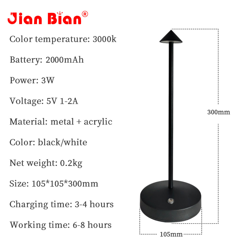 Jianbian Lampada Da Tavolo Modern Luxury Mini Cordless Table Lamp For Hotel Rechargeable Led Small Restaurant Lamp detail image 1