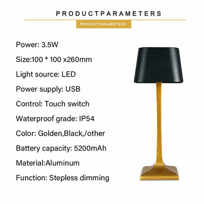 Modern Luxury Cordless Rechargeable Aluminum Lampada Da Tavolo Led Touch Hotel Bar Living Room Reading Decoration Led Table Lamp